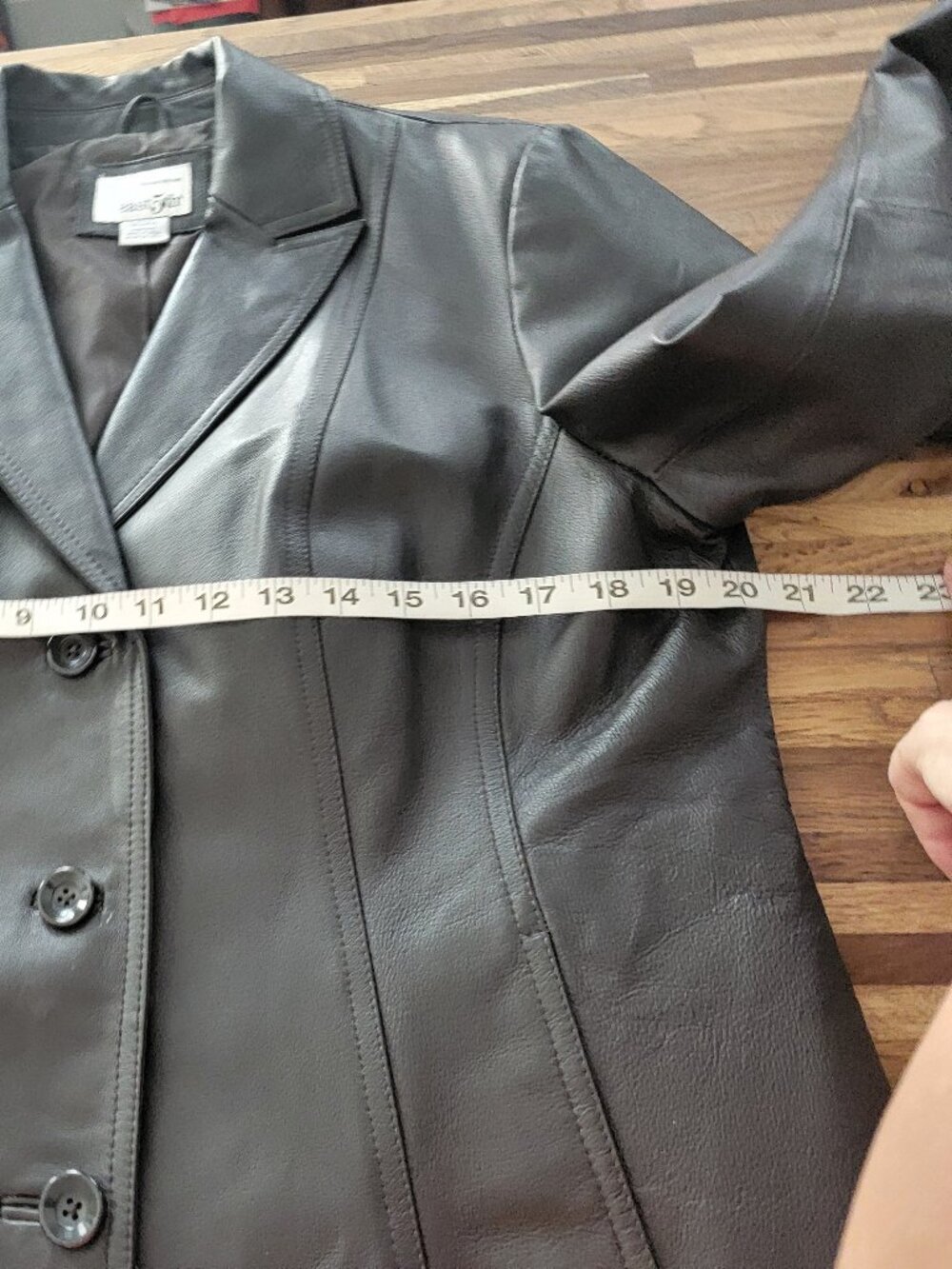 East 5th Brown Leather Collared 3 Button Blazer/Jacket - Picture 7 of 13